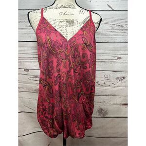 Maurices Pink Paisley Lace Back Tank Top Women's‎ Size L Flowy Summer